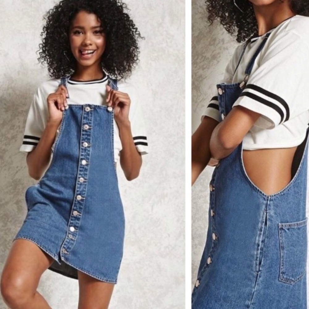 Denim Overall Button Up Jumper